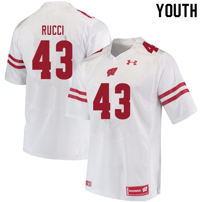 Wisconsin Badgers Youth #43 Hayden Rucci NCAA Under Armour Authentic White College Stitched Football Jersey VT40V14OP